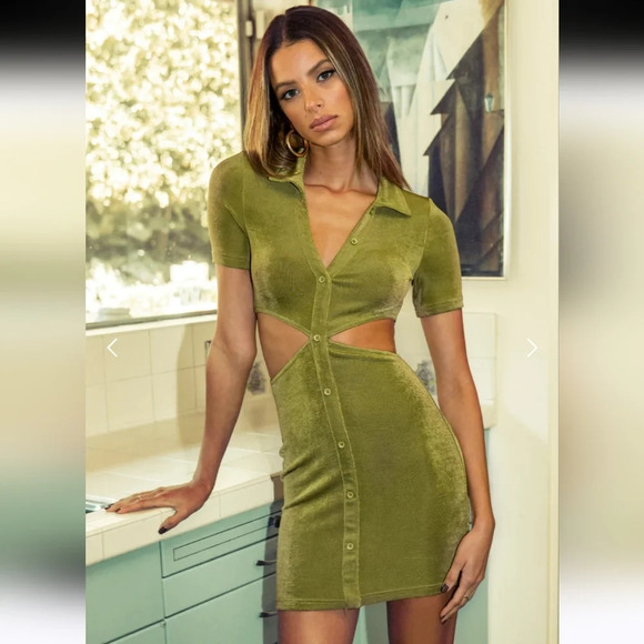 RUNAWAY Claudia Mini Dress in Grass. Size US 8. - Picture 1 of 15